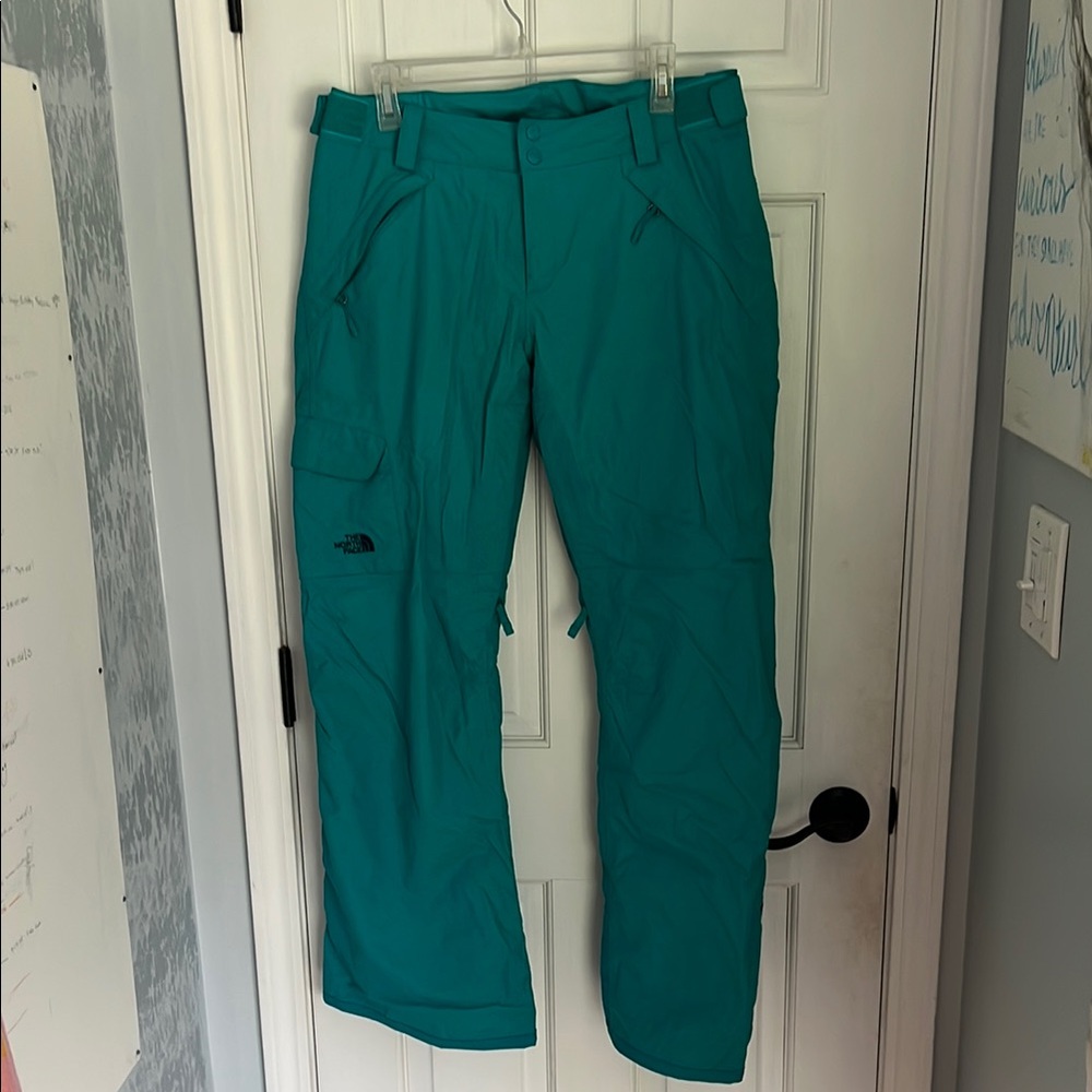 The North Face Teal Snow Pants with Tapered Design